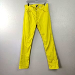 Lemon Yellow H&M Button Fly 5 Pocket Jeans Straight Leg Banana Pants!